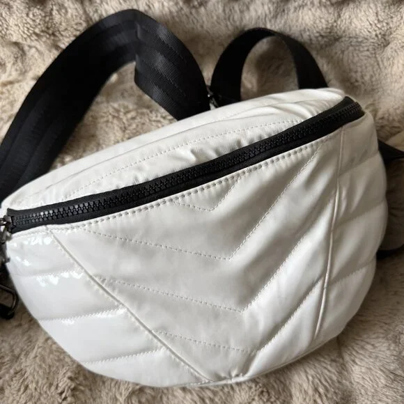 Think Rolyn Crossbody Sling bag White Patten Leather Black - Picture 2 of 5